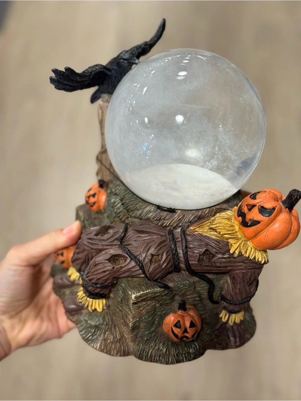 Halloween Pumpkin Scarecrow Decorative Snow Globe - Orange/Black